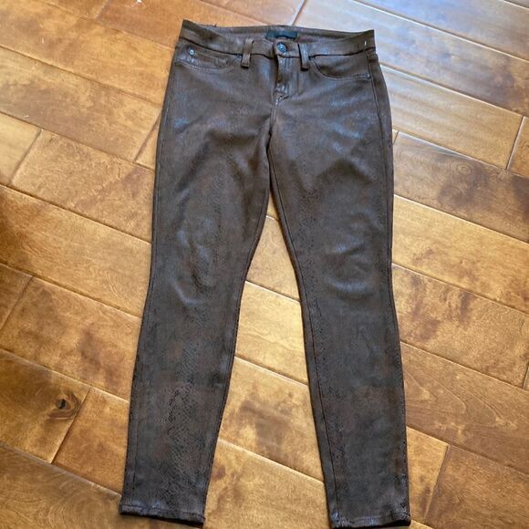 Seven for all mankind brown with black snake, skin, print skinny jeggings 26 - Picture 3 of 9